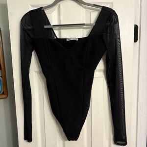 Abercrombie & Fitch Black Mesh Sleeve Bodysuit Top | Size S